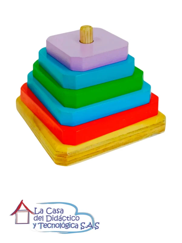 torre ensartado cuadrada colores y de madera Torre Ensartado Cuadrada
